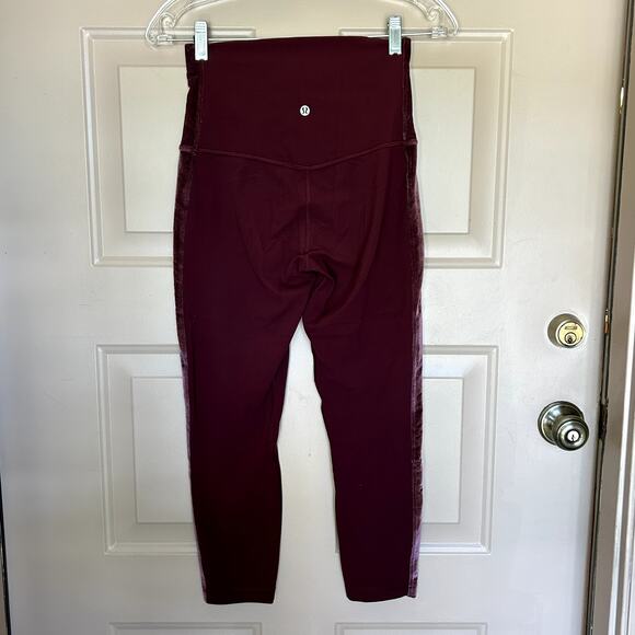 Lululemon Align Super High Rise Velvet Stripe Garnet Red Leggings Size 6 - Picture 3 of 8